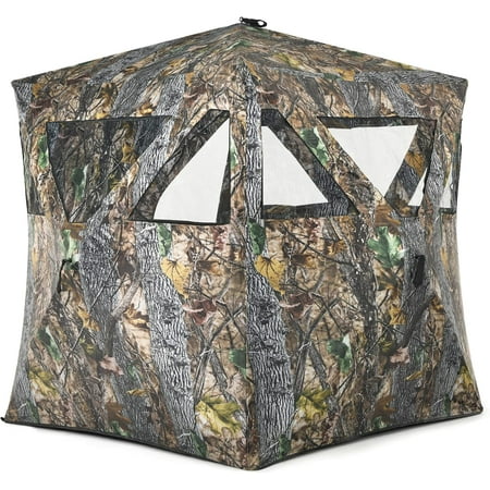 Pop-up Hunting Blind 3 Person Portable Ground Blind with 270° Perspective & Camouflage Appearance Hub System Carrying Bag Easy to Install and Carry