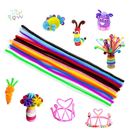 200 Pcs Pom Poms and 200 Pcs Self-Sticking Wiggle Googly Eyes 600 Pcs Pipe Cleaners Craft DIY Supplies Handmade DIY Gifts Art Craft Supplies Including 200 Pcs Pipe Cleaner Chenille Stems 