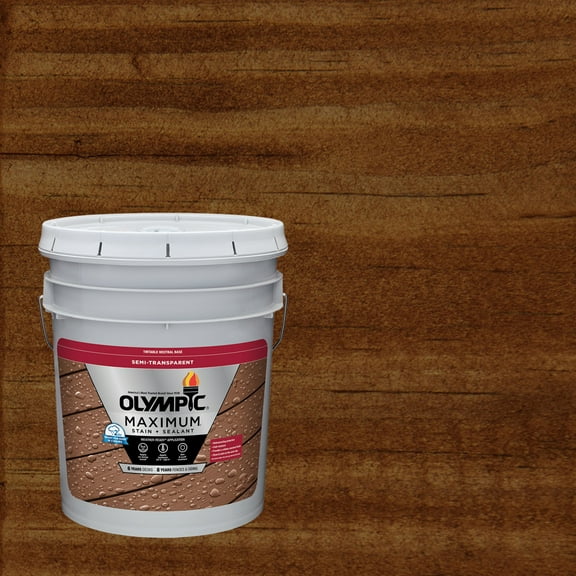 Olympic Maximum 5 Gallons ST-2006 Chestnut Brown Semi-Transparent Exterior Stain and Sealer in One Low VOC