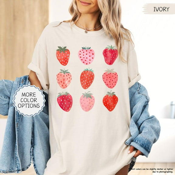 Strawberry Comfort Colors Shirt, Summer Strawberry Tee, Strawberry Shirt For Woman,Strawberry Lover,Strawberry Festival Gift,Botanical Tee