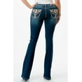 thumbnail image 3 of Grace in LA Women's Aztec Embroidered Faux Pocket Embellish Bootcut Jeans (25, Blue Stonewashed), 3 of 3