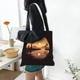 thumbnail image 6 of DouZhe Reusable Grocery Bags, Abstract Modern Landscape Sunset Lightweight Polyester Canvas Cloth Tote Bag for Travle Gym Shopping School, 15" x 16", 6 of 7