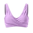 thumbnail image 4 of Hessimy Women's Sexy V Neck Twist Front Criss Cross Back Ruched Push Up Supportive Swimsuit Bikini Tops Only(Purple,XXL), 4 of 5