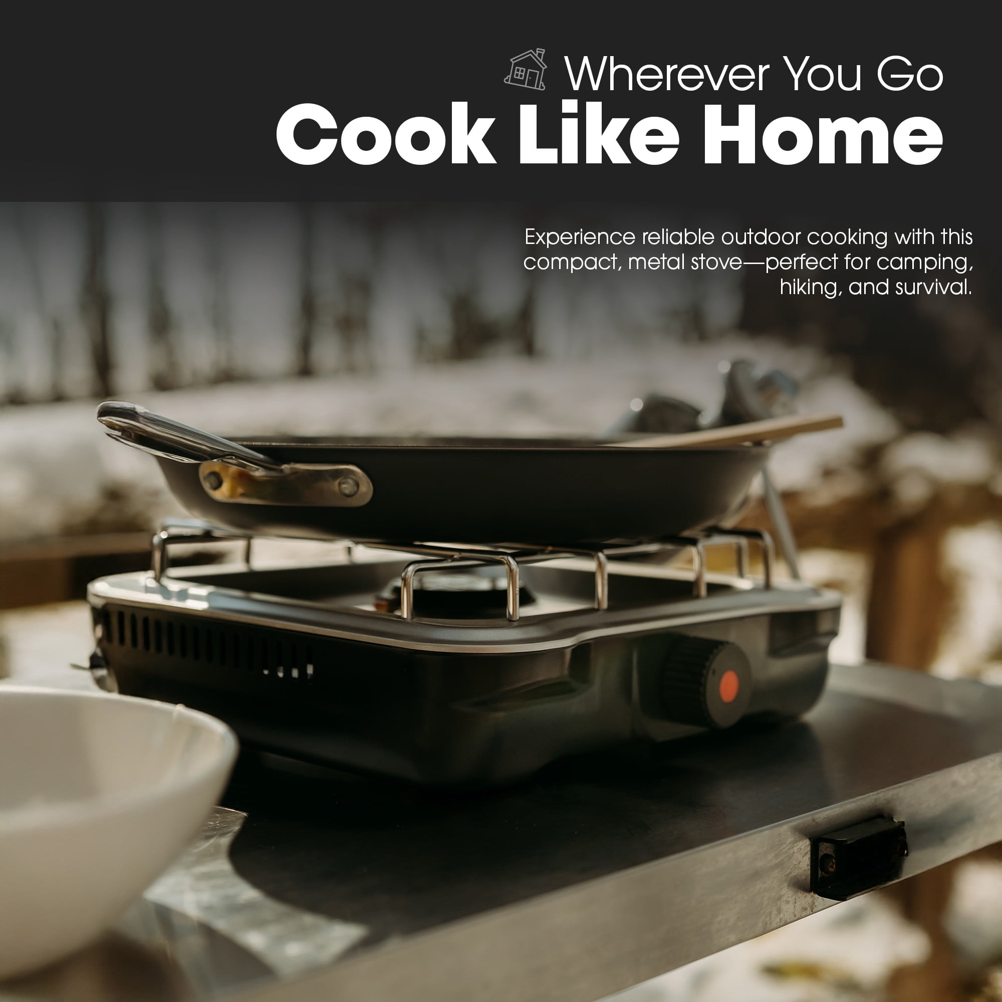 GasOne Single Propane Burner Camp Stove – 10,000BTU Portable Stove Propane Grill in Midnight Blue with Removable Cooking Grid – Large Easy to Use Knob – Carry Case Included