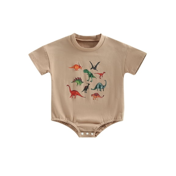 Bagilaanoe Newborn Baby Girl Boy Rompers Dinosaur Print Short Sleeve Bodysuits 3M 6M 12M 18M Infant Casual One Piece Short Jumpsuit