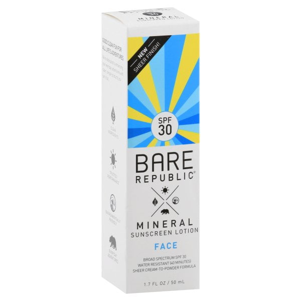 Bare Republic Mineral Face Sunscreen Lotion, Sheer Finish, SPF 30, Reef