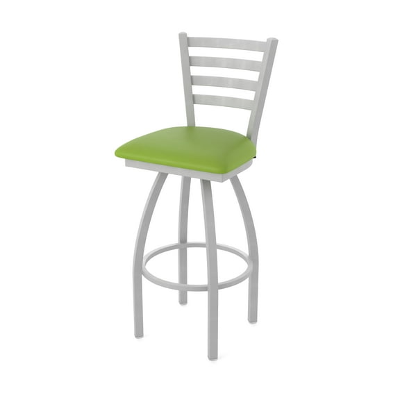 410 Jackie 36" Swivel Bar Stool with Anodized Nickel Finish and Canter Kiwi Green Seat