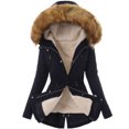 thumbnail image 5 of Joernso Winter Warm Women Faux Fur Hooded Cotton Down Jacket Casual Outwear Long Overcoat, 5 of 7