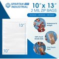 thumbnail image 2 of Spartan Industrial - 10" X 13" (100 Count) Quart Clear Reclosable Zip Plastic Poly Bags with Resealable Lock Seal Zipper - 2 Mil, 2 of 7