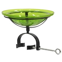 Achla 12" Fern Green Crackle Glass Birdbath With Over Rail Bracket