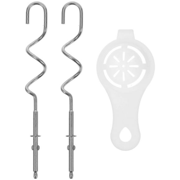 1 Set Hand Mixer Dough Hooks Mixer Replacement Parts Kitchen Mixer Parts and Accessories Stainless Steel Dough Hook with Egg Separator19.00X2.50X1.00CMSilver