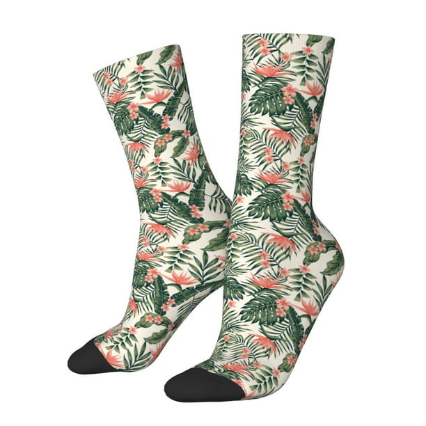 Fotbe Palm Trees and Tropical Calcetas Largas con Estampado para Hombre y Mujer – Calcetas de Compresión Transpirables y Elásticas, Viajar y Uso Diario Talla 5-11