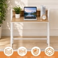thumbnail image 4 of 31.5" 2 Tier Small Computer Desk PC Laptop Table, Computer Study Writing Workstation for Home Office, Natural, 4 of 9