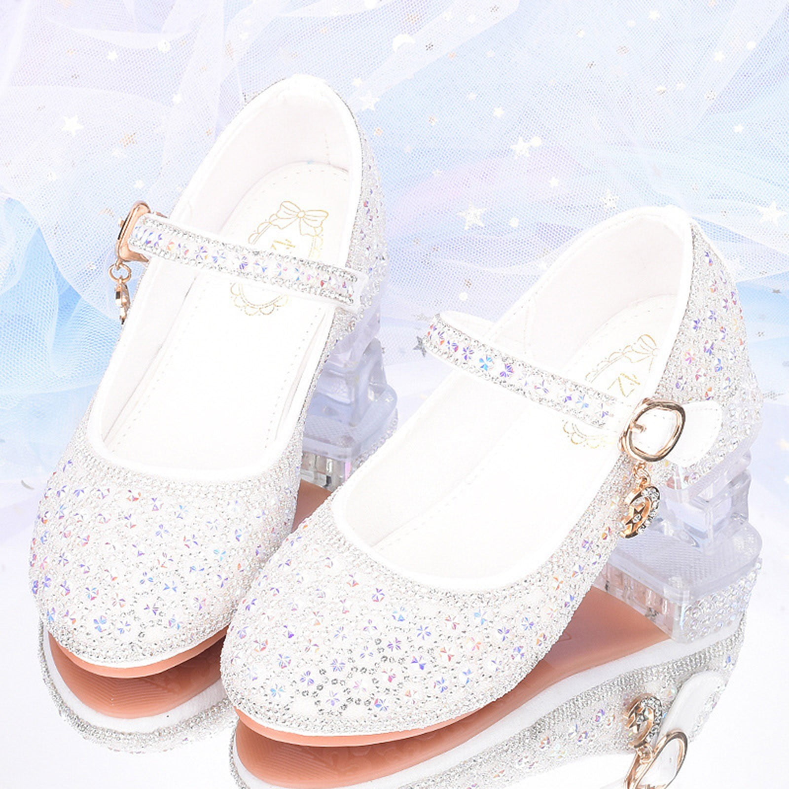 nsendm Girls Sandal Big Kid Kids Slip on Rubber Shoes Girls Crystal Shoes Children s High Heels Girls Single Shoes Piano Dress Sandals for Girls