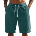 thumbnail image 3 of Resicozy Mens Corduroy Shorts Casual Plain Elastic Waist Drawstring Summer Beach Loose Fit Shorts with Pockets Turquoise 3XL, 3 of 3