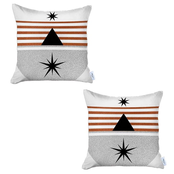 Boho-Chic Set of 2 Handcrafted Decorative Throw Pillow Cover Abstract Jacquard 18" x 18" Multi-Color Square Pillowcase for Couch, Bedding