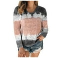 thumbnail image 2 of Womens Blouse,Women's Color Block Tie-Dye Patchwork Crew-Neck T-Shirt Casual Tee Tops（S-5XL）, 2 of 6