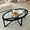 46.00"l-black, variant on Holaki 46" Round Glass Coffee Table, Black Circle Coffee Table with Tempered Glass Top and Solid Wood Base, Modern & Simple Center Table for Living Room, Office & Apartment