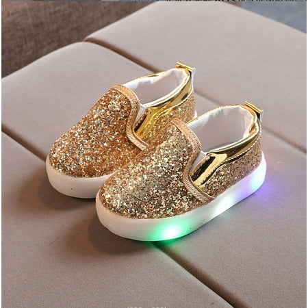 Girl s Light Up Sequins Slip On Loafers Flashing LED Casual Shoes Flat Sneakers (Toddler/Little Kid)