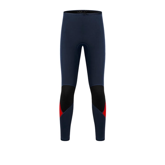 Men's 3mm Neoprene Color Block Drawstring Wetsuit Pants Elastic Waist UV Protection Diving Surfing Swim Bottoms,Red,XXL