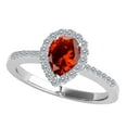 thumbnail image 3 of Mauli Jewels Rings for Women 1.40 Carat Diamond and Pear Shaped Garnet Ring 4-prong 10K White Gold, 3 of 6