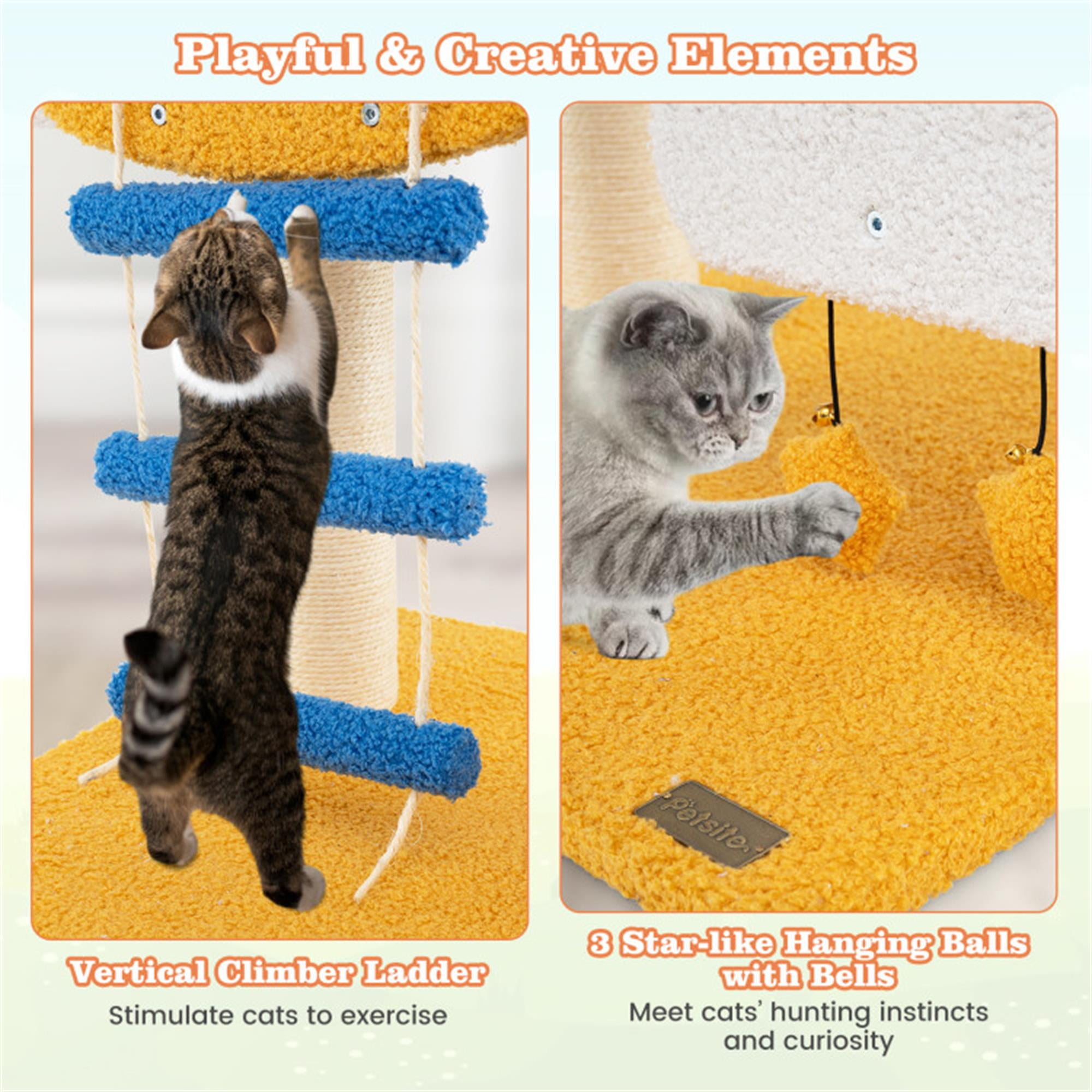 Kadyn 30" Small Cat Tree Tower Condo with Scratching Posts and Platform, Aviation-themed Cat Activity Center Play for Kittens, Multicolor