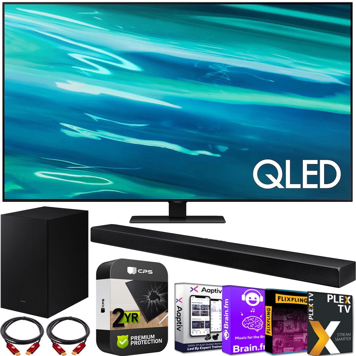 Samsung QN75Q80AA 75 Inch QLED 4K Smart TV (2021) Bundle with HWA650 3