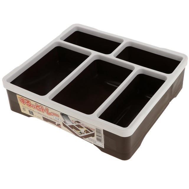 Organizador de artículos diversos Soledad Caja de almacenamiento de maquillaje 5 compartimentos marrón