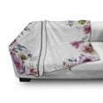 thumbnail image 3 of Floral Soft Flannel Fleece Blanket, Flower Background with Florets Blooms Bouquet Romance Bridal Watercolor Art, Cozy Plush for Indoor and Outdoor Use, 60" x 80", Fuchsia Green Blue, by Ambesonne, 3 of 6