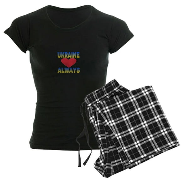 CafePress - UKRAINE ALWAYS Pajamas - Women's Short Sleeve Print T-Shirt and Pants Dark Cotton Pajama Set