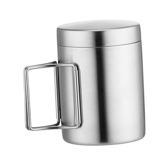 Taza de viaje de acero inoxidable Sharpla 400ml con asas plegables Taza de senderismo
