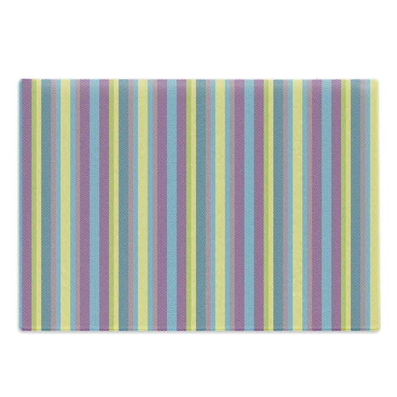 Chevron Cutting Board, Colorful Composition with Herringbone Zigzags Hand Drawn Geometric Illustration, Decorative Tempered Glass Cutting and Serving Board, Large Size, Multicolor, by Ambesonne