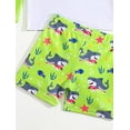 thumbnail image 5 of Toddler Swimsuit Boy Two Piece Rash Guard Swimsuits Kids Cartoon Long Sleeve Sunsuit With Sun Hat Swimwear Beach Sets Green,7Y, 5 of 5
