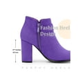 thumbnail image 6 of BLISSFUL STEP Women's Ankle Boots Chunky Block Heel Round Toe Heart Buckle Faux Suede Boots Dark Purple 9, 6 of 7