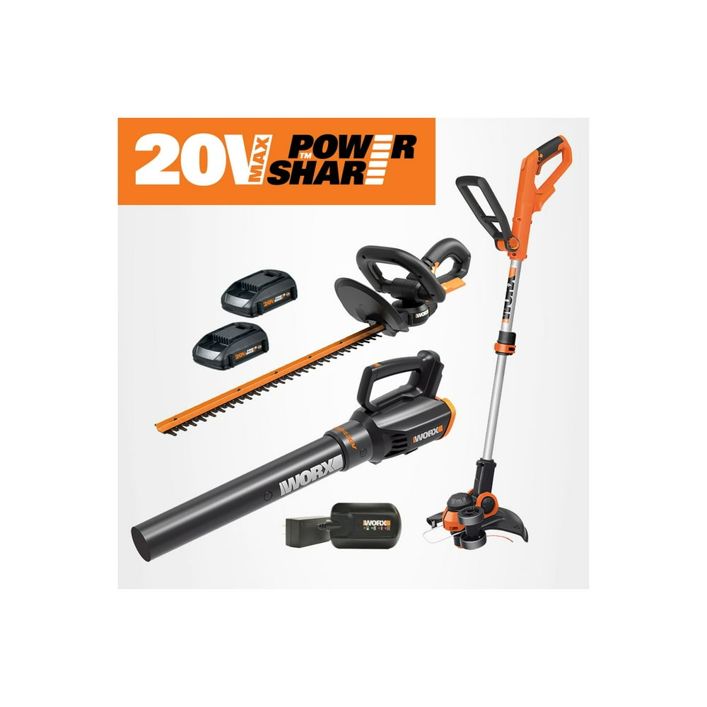 WORX WG932 20V String Trimmer, Blower and Hedge Trimmer combo