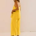 thumbnail image 4 of Gamivast Two Piece Sets for Women Spaghetti Strap Camisole Top Matching Pants Jumpsuit Lounge Set Summer Beach Outfits Yellow L Pantalones Capri Para Mujer, 4 of 8