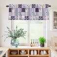 thumbnail image 5 of 3 Piece Kitchen Curtains and Valances Set Spring Floral Cafe Curtains 24 Inch Length Dark Purple Flowers Patchwork Grid Bohemia Valance & Tier Curtain for Living Room Bedroom Window 54"x18"+27"x24"*2, 5 of 6