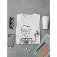 thumbnail image 3 of "I'm okay" Broken Halloween skeleton Men White T-Shirt, Male Large, 3 of 4