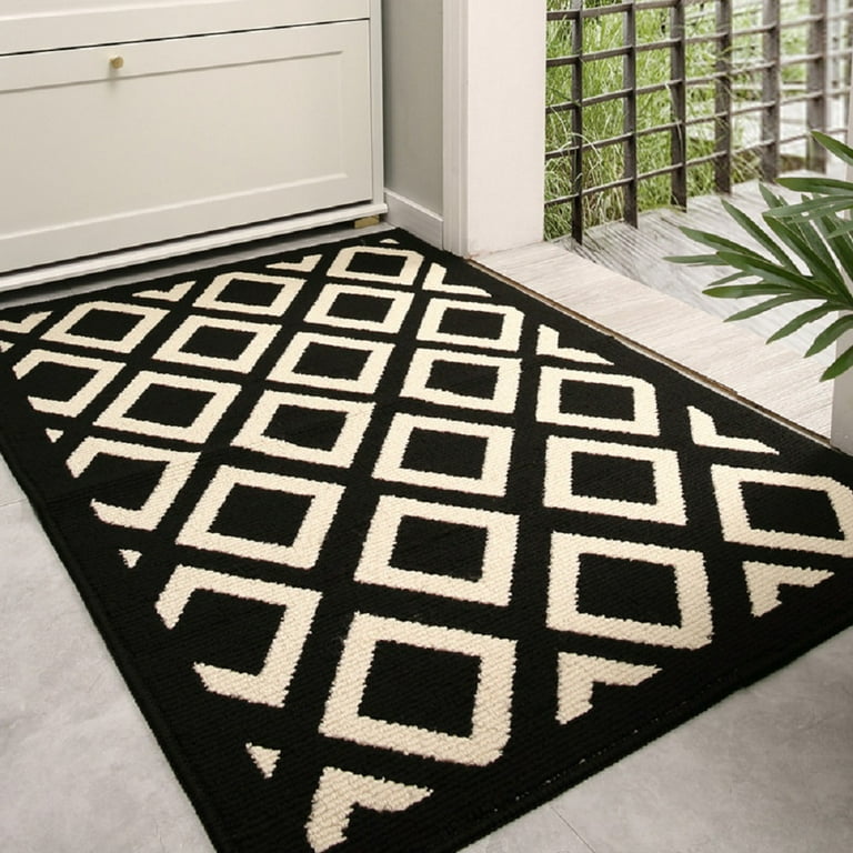 Wehilion Indoor Door Mat, Dust Removal and Wear-resistant Simple Water Absorption and Anti Slip Carpet, Size: 50*80, Black
