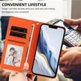 thumbnail image 5 of ELEHOLD For Apple iPhone 16e Flip PU Leather Wallet Case with Credit Card Slot RFID Blocking Kickstand Shock-Absorbent TPU Magnetic Protective Cover With Lanyard ,Orange, 5 of 12