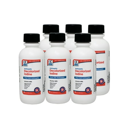 6 Pack Quality Choice Iodine Decolorized First-Aid Antisptic 2oz Each