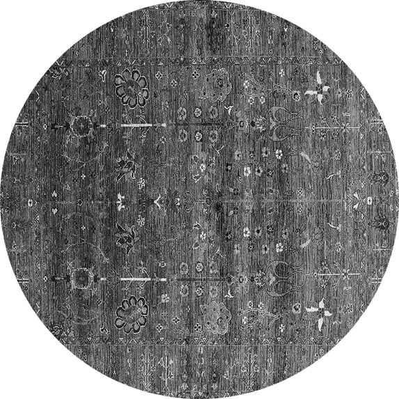 Ahgly Company Indoor Round Oriental Gray Industrial Area Rugs, 3' Round