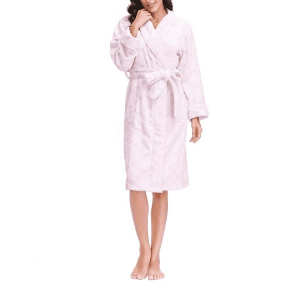 INK IVY Women's Frosted Blush Embossed Plush Robe 42" Size M