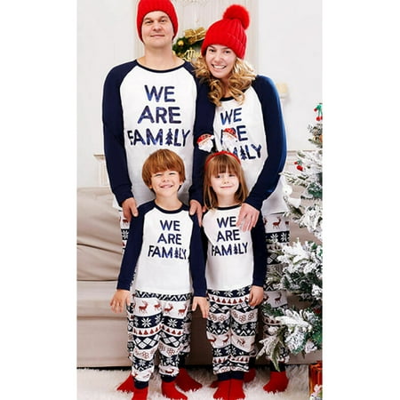 

Raruxxin Christmas Family Matching Pajamas Set Letter Print Patchwork Tops and Plaid Pants Sleepwear Set Adults/ Kids/ Babies