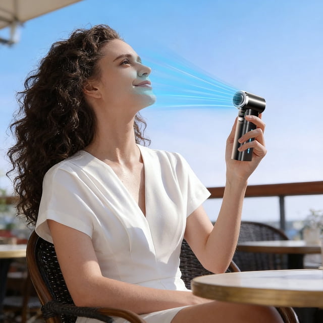 Portable Handheld Turbo Fan 4-Speed 6000mAh Rechargeable Type-C USB Small Fan for Summer Outdoor Travel, Low Noise, Powerful Wind