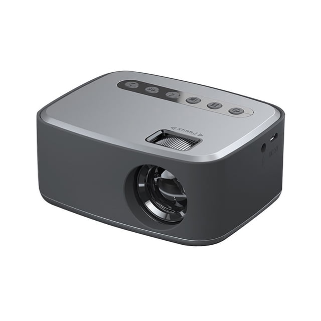 TFixol Compact T20 HD LED Mini Projector with USB Playback, 1080P Support, and Built-in Speaker for Home Entertainment - Silver (US Version)