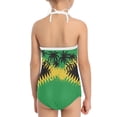 thumbnail image 5 of FOR U DESIGNS Quick Dry Girls Halter Swimsuit Size 9-10 Fashion Jamaican Flag Off Shoulder Swimwear Coconut Tree One Piece Bathing Suit Leotards, 5 of 6