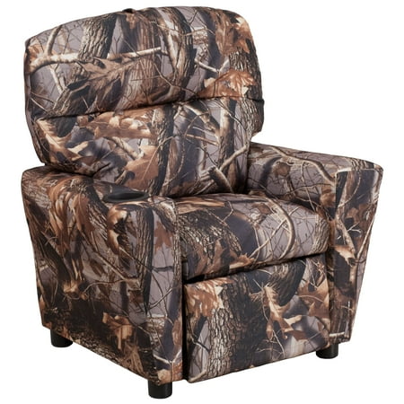 Flash Furniture Contemporary Camouflaged Fabric Kids Recliner with Cup Holder