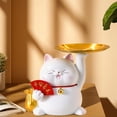 thumbnail image 1 of Estatua de resina de gato Macarena Estatuilla Bandeja de servicio Caja de almacenamiento junto a la cama Caja de ahorros Titular de la llave Alcancía Maceta Blanco, 1 of 8