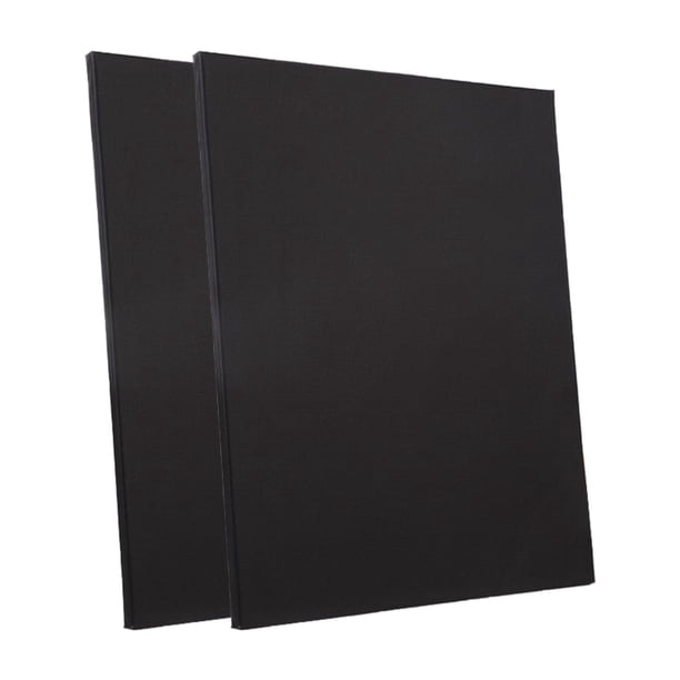2 piezas de lona negra estirada Paneles de lona de algodón de algodón suministros de arte de pintura marco de madera de lienzo para la elaboración de 40x60cm